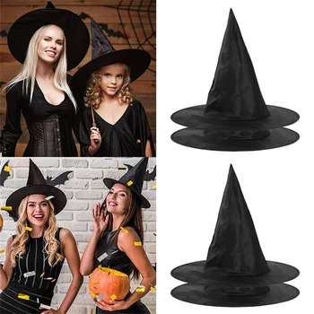 Шляпы ведьмы на Хэллоуин, Кепка, Аксессуары для костюма ведьмы на Хэллоуин, украшение дома во дворе для вечеринки в честь Хэллоуина, Наряды для косплея, Реквизит