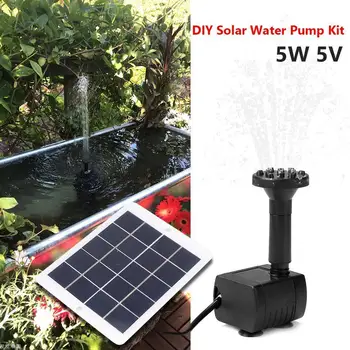 Солнечный фонтанный насос мощностью 5 Вт 5 В с 9 насадками, разбрызгиватель воды для пруда, опрыскиватель для сада