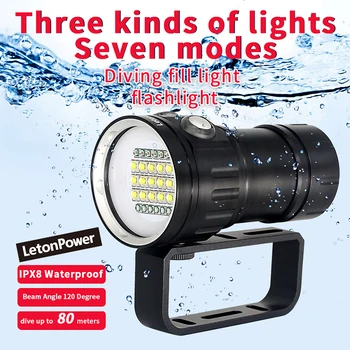 Профессиональная подводная 27 светодиодная лампа для фотосъемки Highlight Lamp 20000Lumens Фонарик для дайвинга 100 м Водонепроницаемый фонарик для видеокамеры