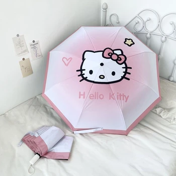 Hellokitty Исцеляющий мультяшный солнцезащитный зонтик Защита от солнца УФ-защита Солнцезащитный зонтик для женщин Самораскрывающийся зонтик Sanrio