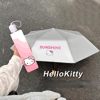 Автоматический зонт Hellokitty из титана, серебра, защита от солнца, УФ-защита, солнцезащитный зонт двойного назначения для девочек Sanrio