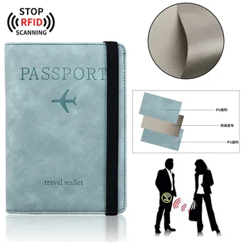 Для женщин и мужчин, Винтажная бизнес-обложка для паспорта с RFID, Органайзер, Многофункциональная идентификационная карта, чехол-бумажник из искусственной кожи, дорожные аксессуары