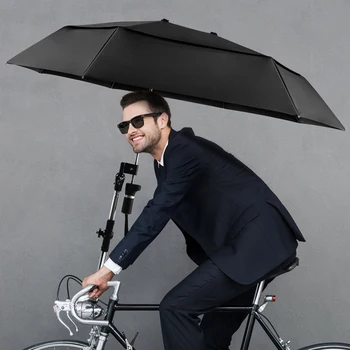 Двухслойный солнцезащитный зонт, креативные 21-дюймовые трехстворчатые эксцентричные зонты, крепление для зонта на велосипеде, товары для улицы
