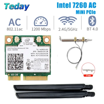 1200 Мбит/с Intel 7260 Mini PCIE Wifi Сетевая Карта Беспроводная Двухдиапазонная 7260HMW Bluetooth 802.11 ac WiFi Адаптер Антенна Для Рабочего Стола