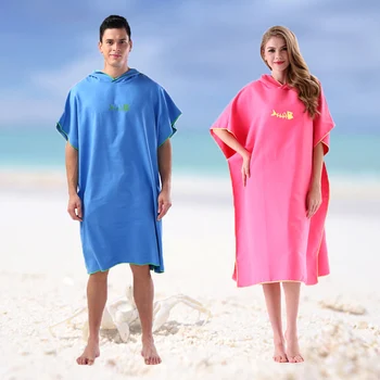 Полотенце для лица из микрофибры, халат, пляжный быстросохнущий халат, защита от солнца для взрослых, пляжное пончо с капюшоном, впитывающее полотенце