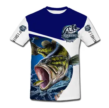 Летняя футболка бренда BIANYILONG с 3D рисунком рыбалки в виде животных, летний свободный топ в стиле панк-стрит с короткими рукавами и круглым вырезом.