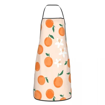 Фартуки для выпечки на гриле с цветочным рисунком в оранжевом цвете, Антижирный фруктовый нагрудник для шеф-повара и бариста в подарок