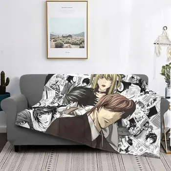 Death Note Вязаное одеяло Синигами из кораллового флиса, плюшевое аниме Lawliet Light, пледы Ягами, одеяла для кровати, одеяло для спальни,
