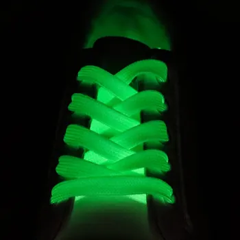 Флуоресцентные шнурки, однотонные двухслойные плоские шнурки с ночным свечением, подходящие для повседневной парусиновой обуви