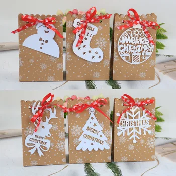 12шт С Рождеством Бумажные пакеты для конфет и печенья с Мультяшным Снеговиком Подарочная упаковка Рождественская Новогодняя вечеринка Navidad Принадлежности для украшения