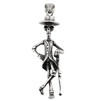 Мужское ожерелье с подвеской в виде скелета на Хэллоуин в стиле хип-хоп, ожерелье из нержавеющей стали, модные студенческие украшения в стиле хип-хоп для друга