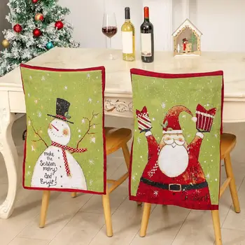 Экологичный чехол для стула на Рождество, Праздничные рождественские чехлы для стульев, дизайн Санта-Клауса, снеговика для стульев на Рождество