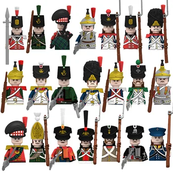 Линейная пехота Наполеоновских войн, гвардейский гренадер, Драгунский рыцарь, военные фигурки, строительные блоки из мелких частиц, подарок детям на День рождения
