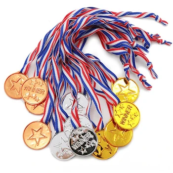 Детские золотые пластиковые медали победителей, 1 шт., спортивная сумка для вечеринки, призы, игрушки