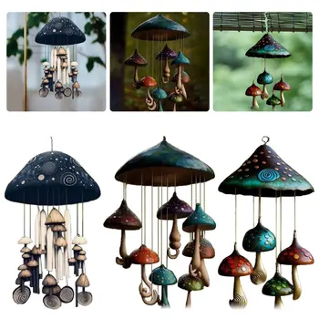 Садовое подвесное украшение из смолы, грибы, ветряные колокольчики, подвесное украшение, прочный прозрачный ветряной колокольчик для дома, на открытом воздухе, во дворе, прямая поставка