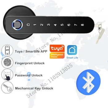 цифровой электронный замок Tuya Smart Life Дверной замок с паролем по отпечатку пальца Механический ключ для разблокировки правой или левой открывающейся двери 도어락
