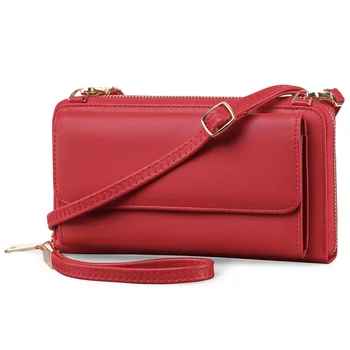 Новый модный женский повседневный кошелек с застежкой-молнией RFID, сумка через плечо, однотонная сумка для телефона, многофункциональный клатч