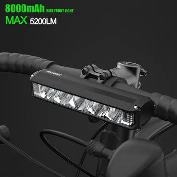 8000 мАч, 5 светодиодных велосипедных фонарей Спереди, Водонепроницаемый светодиодный фонарик, Велосипедный фонарь, Перезаряжаемая фара мощностью 5200 Лм, Аксессуары для велосипедов