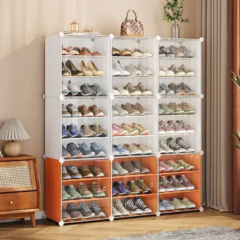 Выдвижной шкаф для обуви для гостиной Складная мебель для хранения обуви В прихожей Многослойный Пылезащитный чехол для обуви