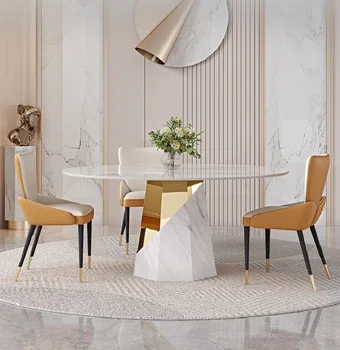 Круглый стол бытовой светильник, роскошный обеденный стол с поворотным столом, современный и простой круглый обеденный стол в скандинавском стиле с вращением