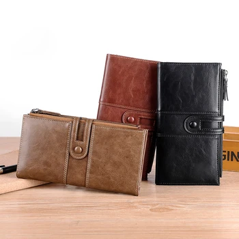 Новый мужской длинный кошелек с несколькими картами из мягкой кожи в стиле ретро, противоугонная сумка для салфеток, мужской кошелек