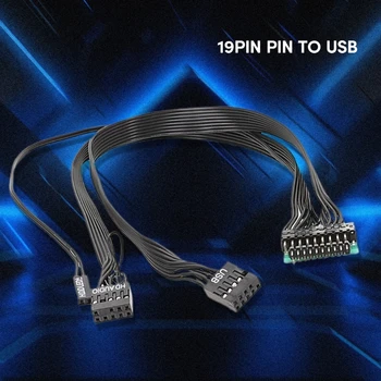 USB-кабель расширения для материнской платы компьютера, от 19-контактного разъема Usb до двух 9-контактных разъемов, от 1 до 2, кабель расширения, экранирующий кабель 9P