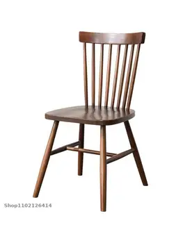 Обеденный стул из цельного дерева, Виндзорский стул со спинкой, письменный стол, обеденный стол, домашний скандинавский минималистичный стул из цельного дерева