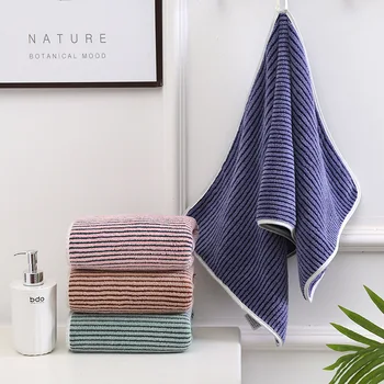 Полотенце из кораллового флиса в полоску, бархатное впитывающее полотенце, Толстые Мягкие полотенца для ванной комнаты, удобные салфетки для лица, полотенца для душа.