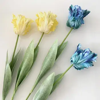 1 шт. Высококачественный искусственный цветок, сгибаемый, простой в уходе, долговечный 3D-попугай-тюльпан, искусственное цветочное украшение