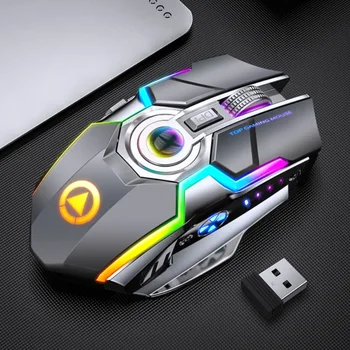 Игровая мышь HMTX Перезаряжаемая 2,4 G Бесшумная 1600 точек на дюйм Эргономичная 7 кнопок со светодиодной подсветкой USB оптическая мышь Gamer для ПК/ноутбука
