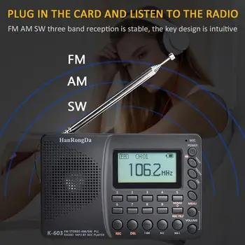 AM FM SW Портативное карманное радио USB HiFi Radio Bluetooth-совместимое для TF-карты