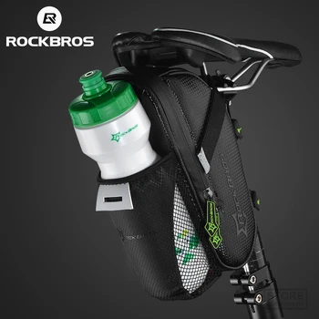 ROCKBROS Непромокаемый велосипед Задняя сумка для велосипеда с карманом для бутылки с водой Заднее сиденье Велосипеда Седельная сумка Светоотражающая сумка Аксессуары для велосипеда