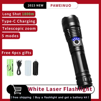 Белые лазерные светодиодные фонари высокой мощности Портативный USB перезаряжаемый фонарик Супер Мощный Походный зум Дальнобойный Рабочий фонарь