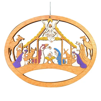 Рождественские Винтажные деревянные украшения Овальной формы, вырезанные лазером, выдолбленная табличка, подвесной подарок, Рождественский декор