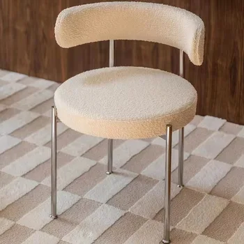 MOMO Lamb Бархатный Металлический Обеденный стул со спинкой из нержавеющей стали Nordic Designer Cafe Casual Single Chair