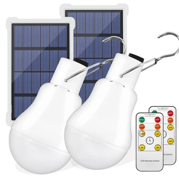 Портативные Солнечные лампочки с дистанционным таймером, подходящие для сарая, походной палатки, кемпинга, 2 комплекта