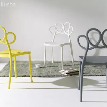 Обеденный стул современный простой ресторанный креативный стул со спинкой, домашний пластиковый стул