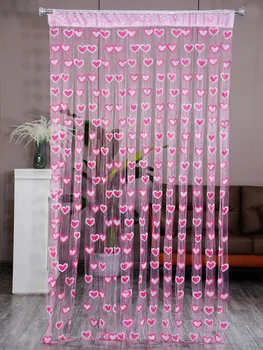 Романтическое двухцветное украшение из любовного шнура, занавеска с бахромой, проходящая через стержень, готовая занавеска 39,37 * 78,74 дюйма