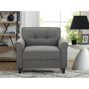 Решения для стиля жизни Шезлонг Hactor с изогнутыми подлокотниками, стулья из ткани Heather Grey для мебели для спальни