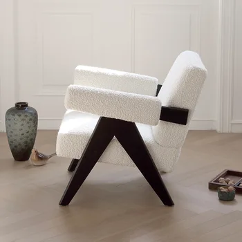 Одноместный тканевый диван в скандинавском стиле, Современный Простой Белый стул из массива дерева, спальня, Гостиная, кресло для отдыха, Бытовая мебель