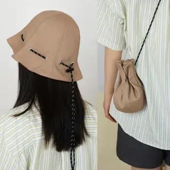 Японская многофункциональная солнцезащитная шляпа рыбака с завязками, нишевая складная сумка через плечо, шляпа для кемпинга на открытом воздухе