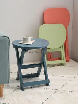 Складной табурет из массива бука, бытовой маленький табурет, компактный обеденный стул, переносной обеденный стул, кухонная высокая скамейка, складная