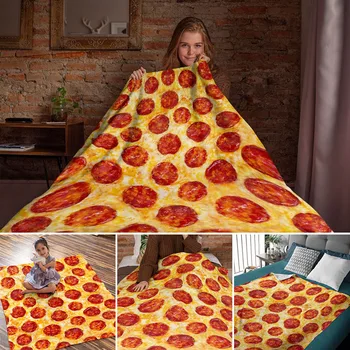Мягкое фланелевое одеяло для пиццы Пепперони, забавный креативный чехол, 3D Реалистичное одеяло для еды, новые одеяла, подарки для детей и взрослых