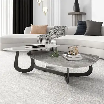 Итальянская Мягкая роскошь, журнальный столик на каменной доске, Комбинированная гостиная, Креативный Современный диван, Приставной столик, мебель для дома в помещении