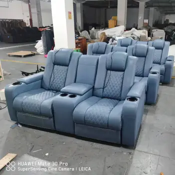 Итальянский кожаный диван с электроприводом откидывающихся сидений, кресло для кинотеатра с двойным приводом, 2-местная многофункциональная массажная кушетка Cama