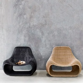 Домашний скандинавский стул для отдыха, Креативный Садовый ротанговый стул На открытом воздухе, Современный простой ротанговый диван, Односпальный диван, мебель для гостиной