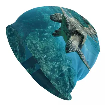 Мужские женские зимние теплые шапочки морская черепаха для плавания под водой повседневная мягкая вязаная шапка