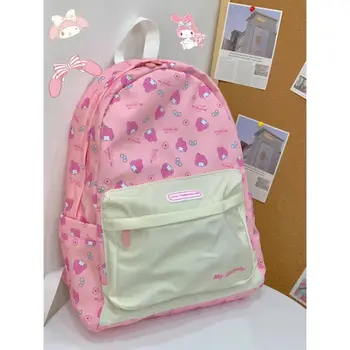 Наплечная сумка Kawaii Sanrio Mymelody для младших школьников и старшеклассников Дорожная школьная сумка Женские легкие рюкзаки