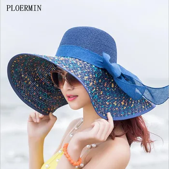 Элегантные женские летние кепки Новые соломенные шляпы с модным бантом Женская пляжная шляпа от солнца Складная кепка Chapeau Femme